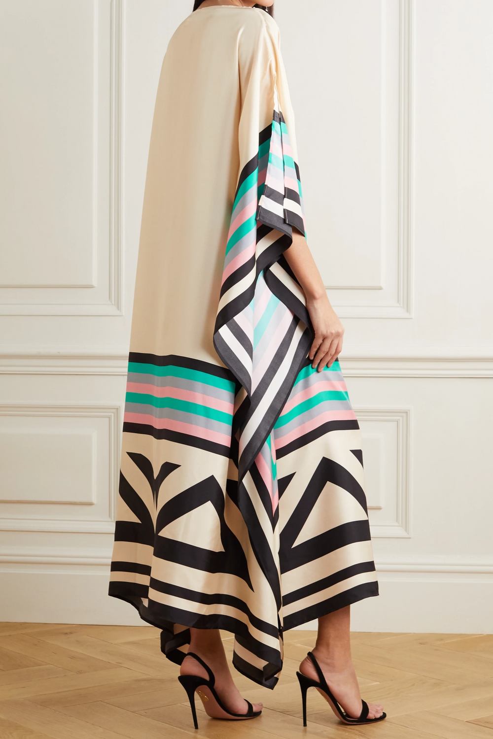 BEIGE LUXE SATIN SILK KAFTAN