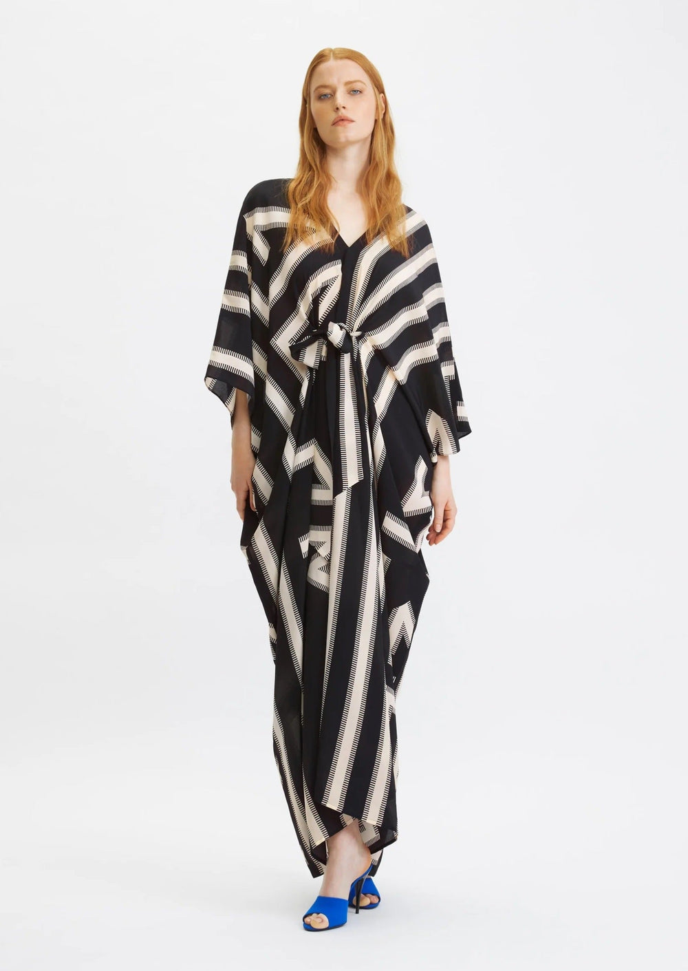 BLACK AND WHITE TRACK FRENCH MOSS KAFTAN