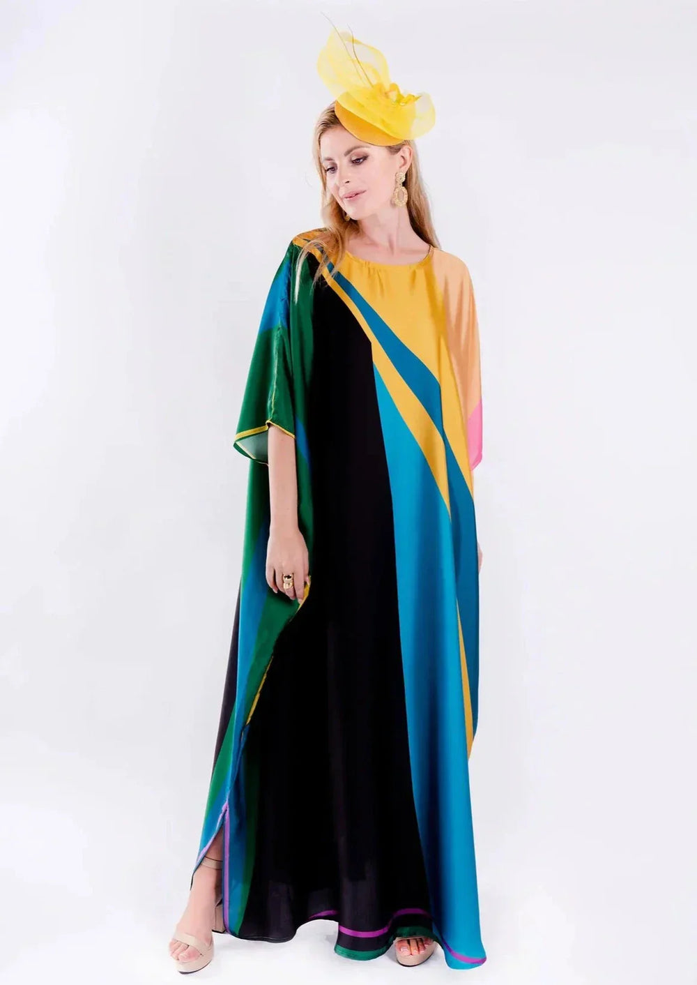 SILK SCULPT ABSTRACT ELEGANCE KAFTAN - LUXE SATIN COLLECTION
