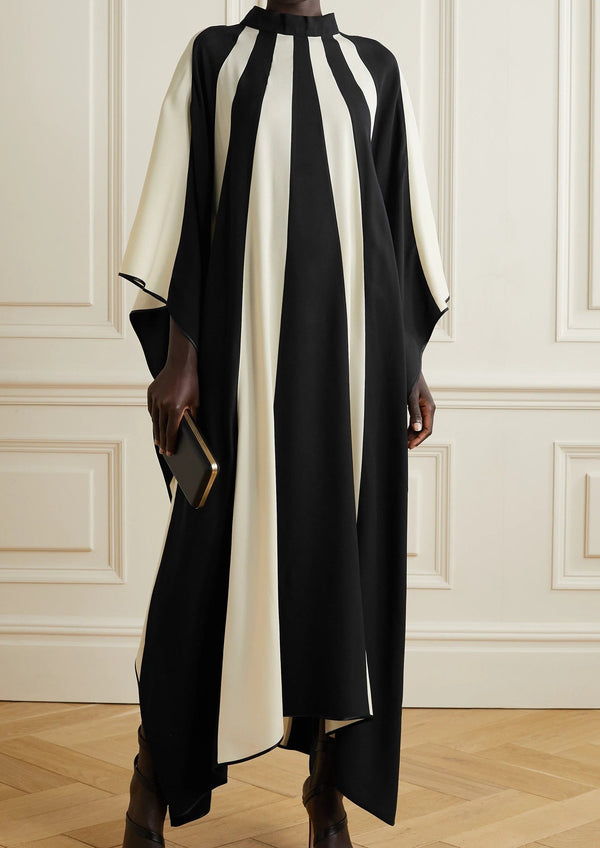 STATEMENT BLACK AND WHITE SATIN SILK KAFTAN